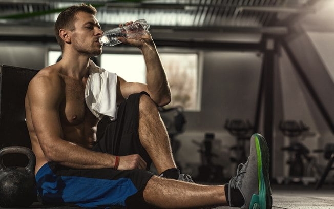 Muscle Man Drinking Water