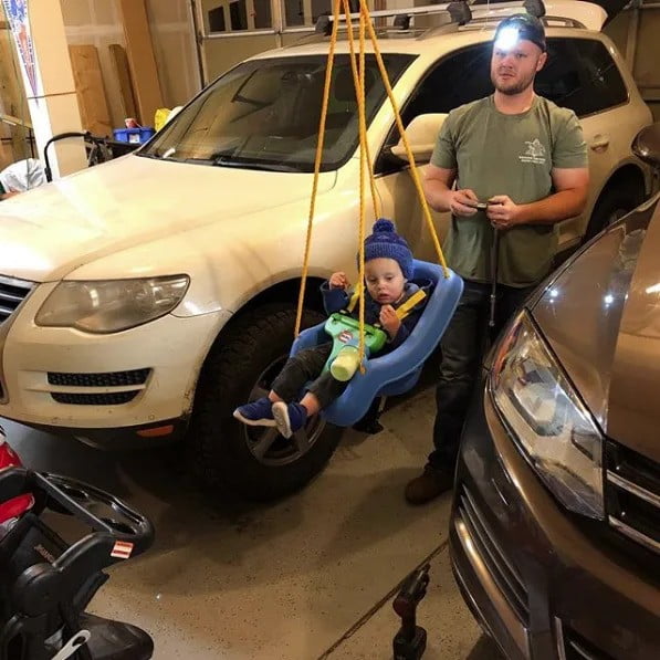 Mechanic with Baby